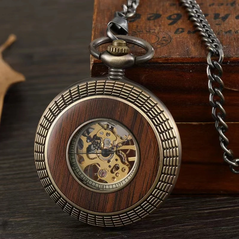 Large flap mechanical pocket watch Roman engraved skeleton classic mechanical pocket watch