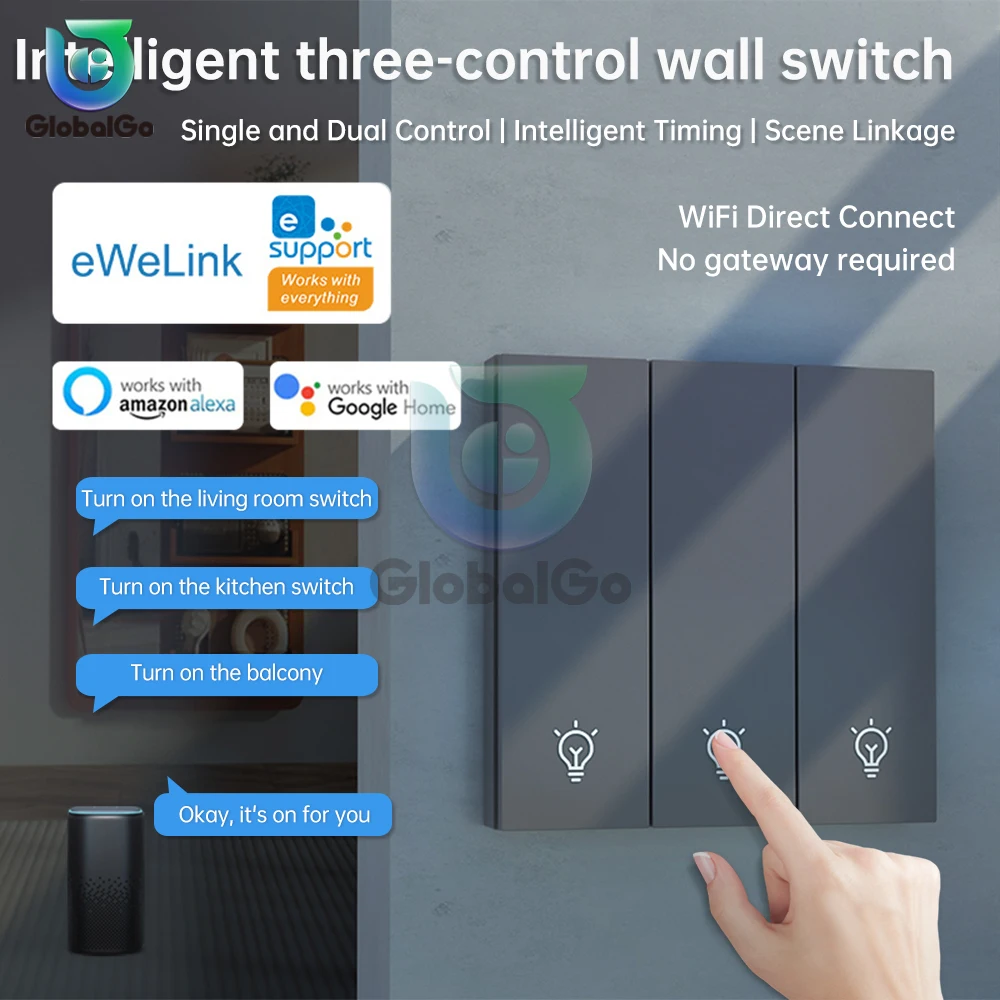 Ewelink Interruptor de Luz Inteligente Botão de Parede Wifi Interruptor de Cena Casa Inteligente Vida Inteligente Controle Remoto
