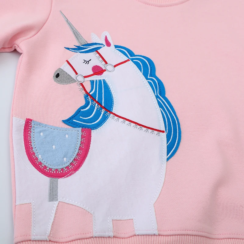 Pink Children's Clothing Baby Girls Hoodies Kids Clothes 2025 New Autumn Spring Embroidery Unicorn Infants Sweatshirts