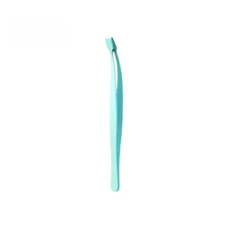 Precision Slender Eyelash and Facial Tweezers - Ergonomic Flat Mouth Design (Blue)
