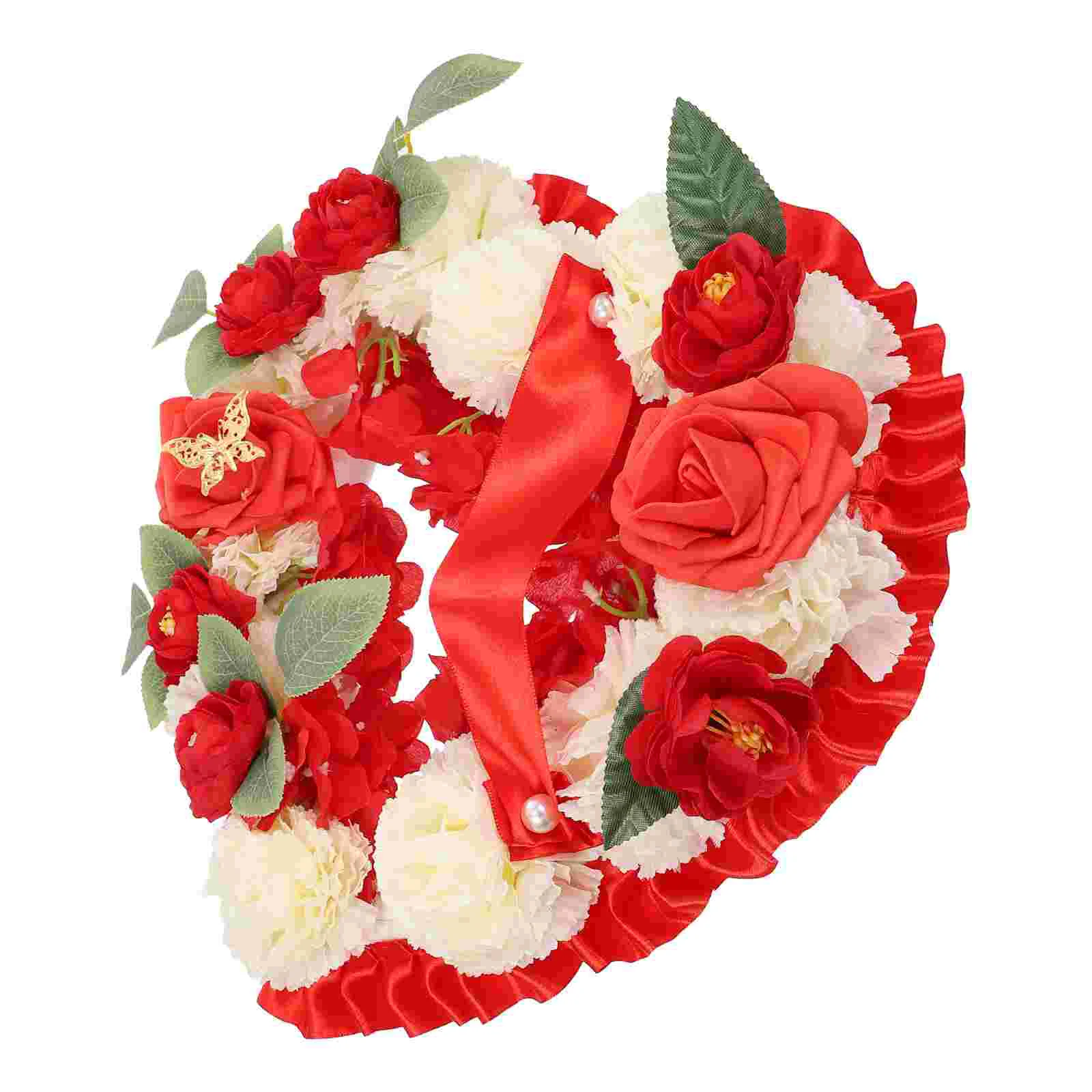 

Headstone Flowers Decoration Memorial Grave Artificial Flower Wreath Heart Shaped Cemetery Flowers