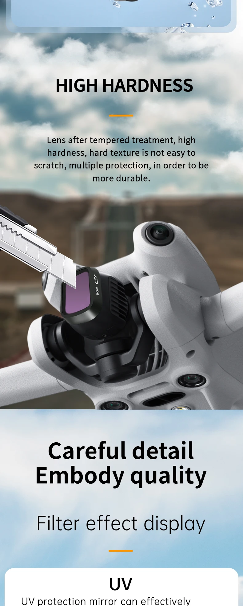 Description Picture 6 of itemFor DJI Mini 4 Pro Lens Filter UV CPL ND Star Night NDPL Polarizer Lenses Set for DJI Mini 4 Pro Drone Filters Kit Accessories