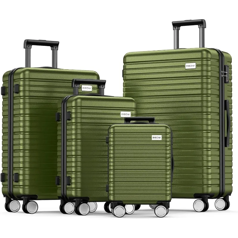

BEOW Luggage Sets 4-Piece (16/20/24/28)" Expandable Suitcases with Wheels PC+ABS Durable Hardside Luggage Clearance OliveGreen