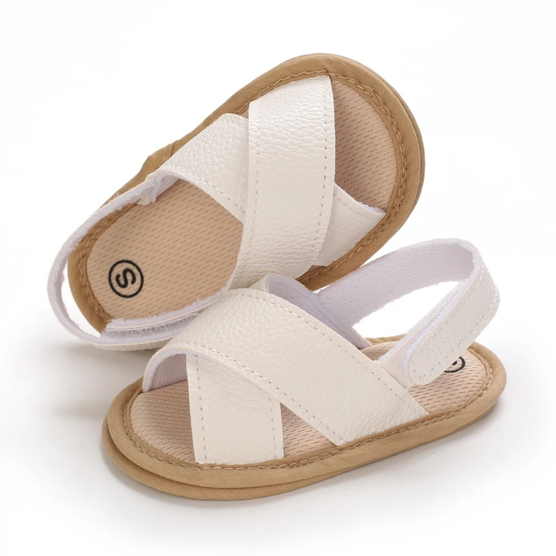 Baby Summer Sandals for Men and Women Baby Shoes PU Leather Soft Sole Casual Shoes White Immersion Shoes