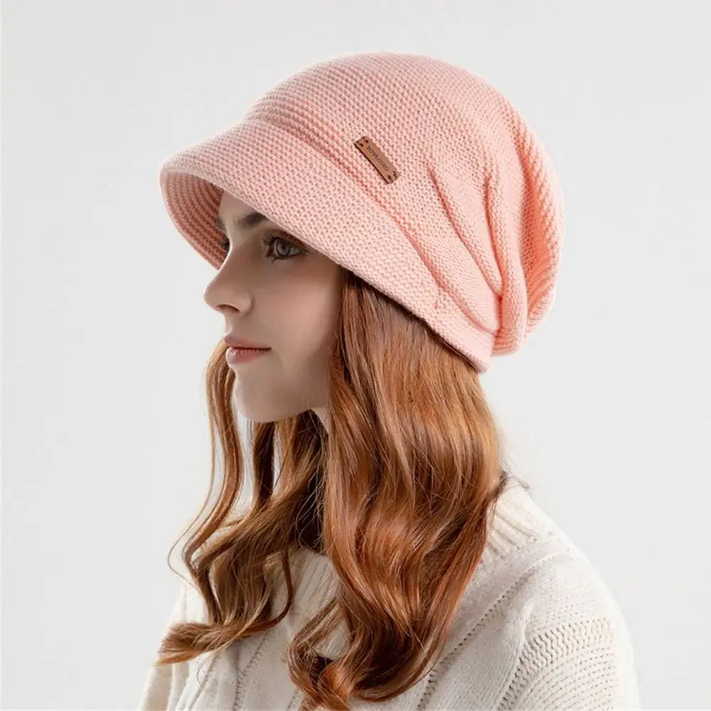 Fashion Soft Knitted Hat Fleece Lined Thickened Bonnet Windproof Keep Warm Ear Protection Women Girl