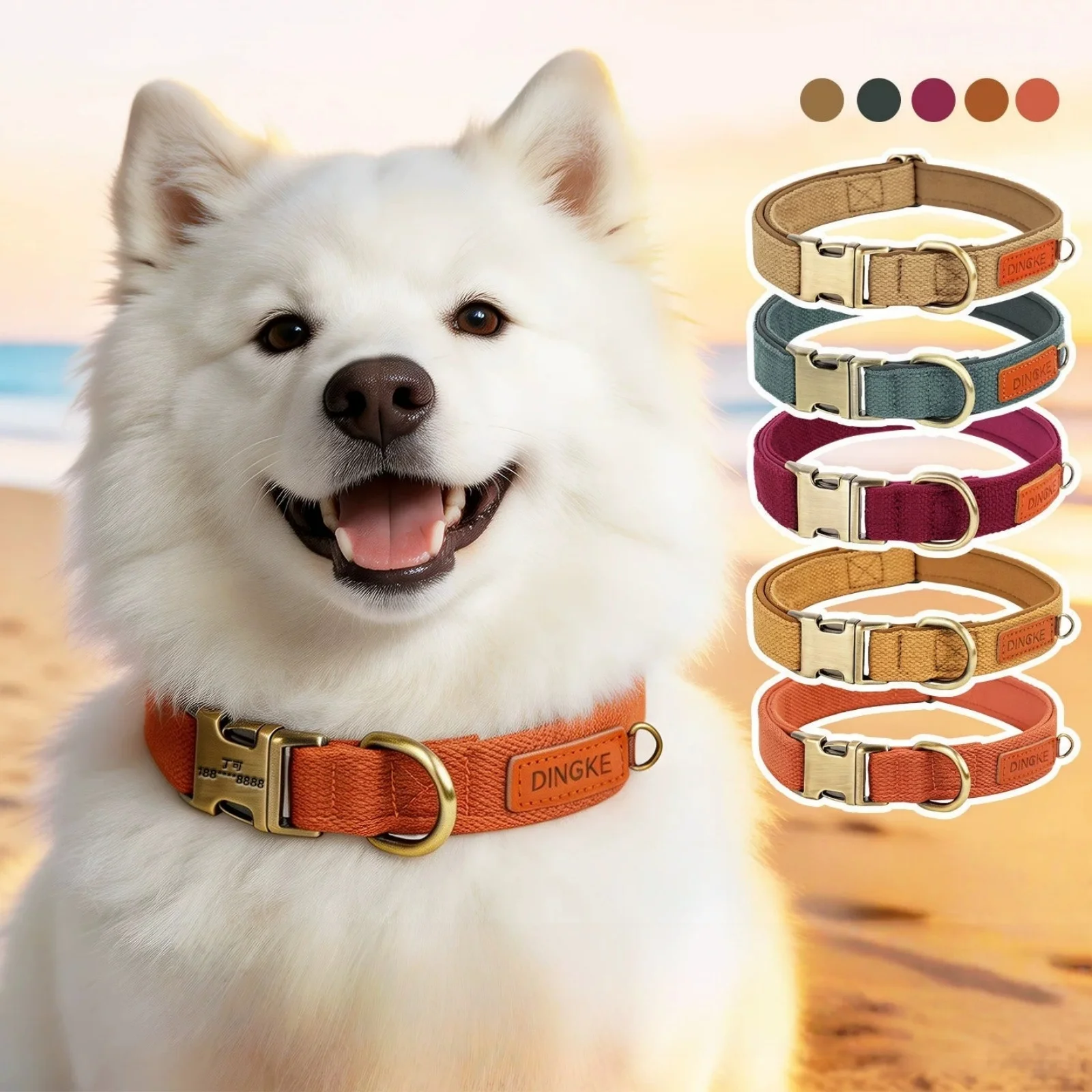 Personalized Custom Dog Collar Nylon Dog Collar Free Engraved Pet Name ID Buckle Necklace Adjustable for Small Medium Large Dogs