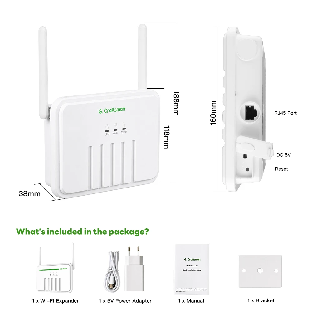 C 듀얼 밴드 Wi-Fi 확장기 2.4G 5G LAN WAN 확장기(가정 및 사무실 보안 장치용)