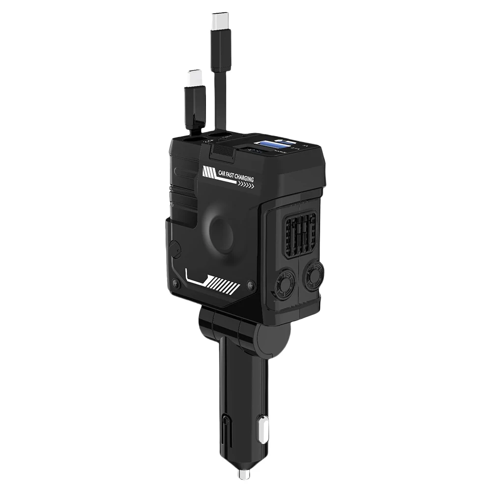 4 in 1 Retractable Car Charger USB C Car Charger Adjustable Angle Fast Charging Adapter Car Adapter for IPhone/Samsung/Huawei