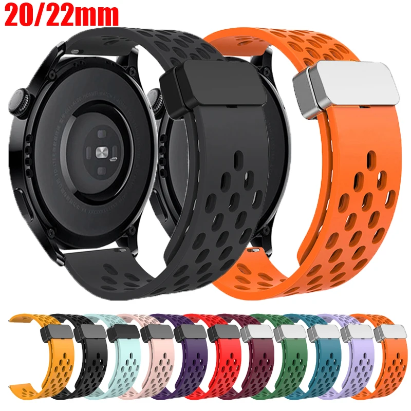 22mm 20mm Magnetic Strap for Samsung Galaxy Watch 4 5 6 7 4/6 Classic/Active2 Silicone Band for Amazfit Bip 3 Huawei GT6 Pro GT5