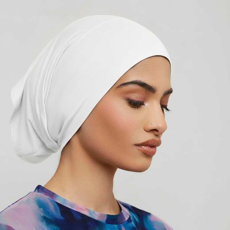 【Neu】Einfarbiger Turban im Ethno-Stil mit elastischem Band, Kopftuch für Frauen und Mädchen, modische Beanie-Mütze, Kopftuch, modische Haaraccessoires – Detail 5