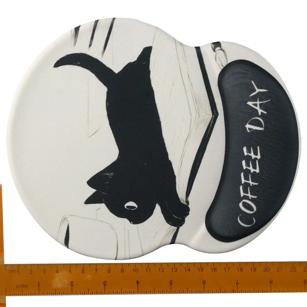 Cute Cat Ergonomic Mouse Pad Black Gel Non-Slip Wrist Rest Pad with Wrist Rest Support, Typing and Pain Relief for Home Office