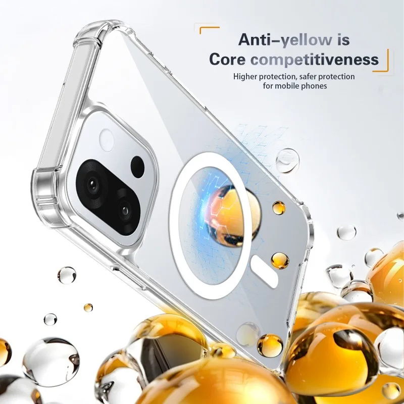 Magnetic Transparent Shockproof Acrylic Phone Case with Skin Feel