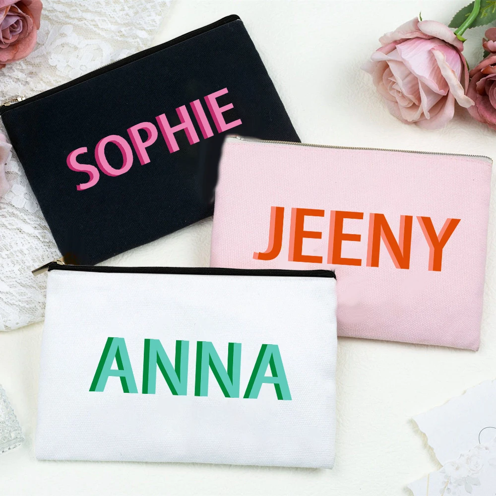 Personlized Shadow Monogram Makeup Bag Custom Name Cosmetic Bags Women