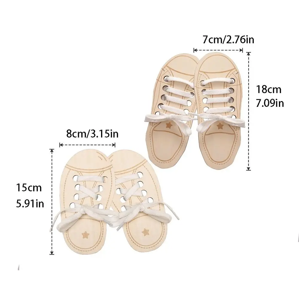 Teaching Tie Shoelaces Wooden Lacing Shoe Toy Tying Shoelaces Boards Learn to Tie Laces Toy Montessori Educational Toy