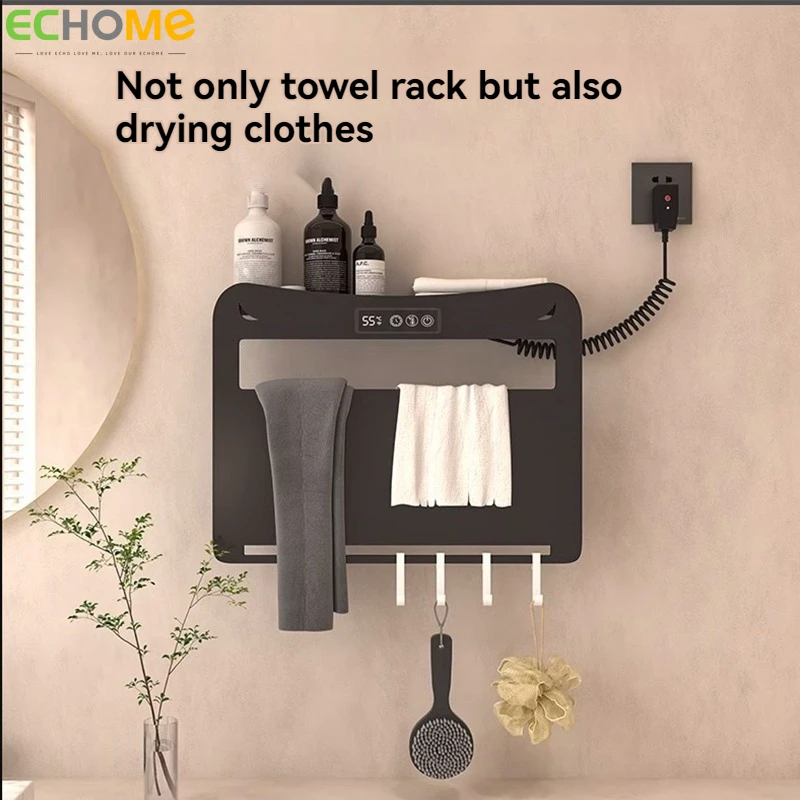 

Smart Electric Heated Towel Rack Graphene Heated Towel Drying Rack Punch-free Kitchen Hotel Towel Warmer Bathroom Accessories