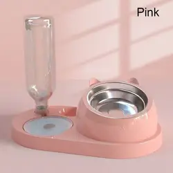 2-in-1 Automatic Pet Food and Water Dispenser Bowl (-Pink)