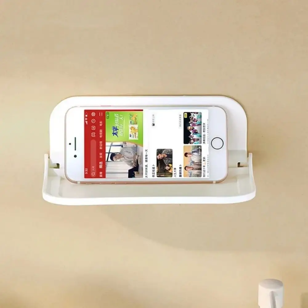 Folding Wall Mounted Shelf Saving Space Foldable Storage Rack Punch-Free Phone Holder Wifi Router Storage Tray Bathroom Organizer