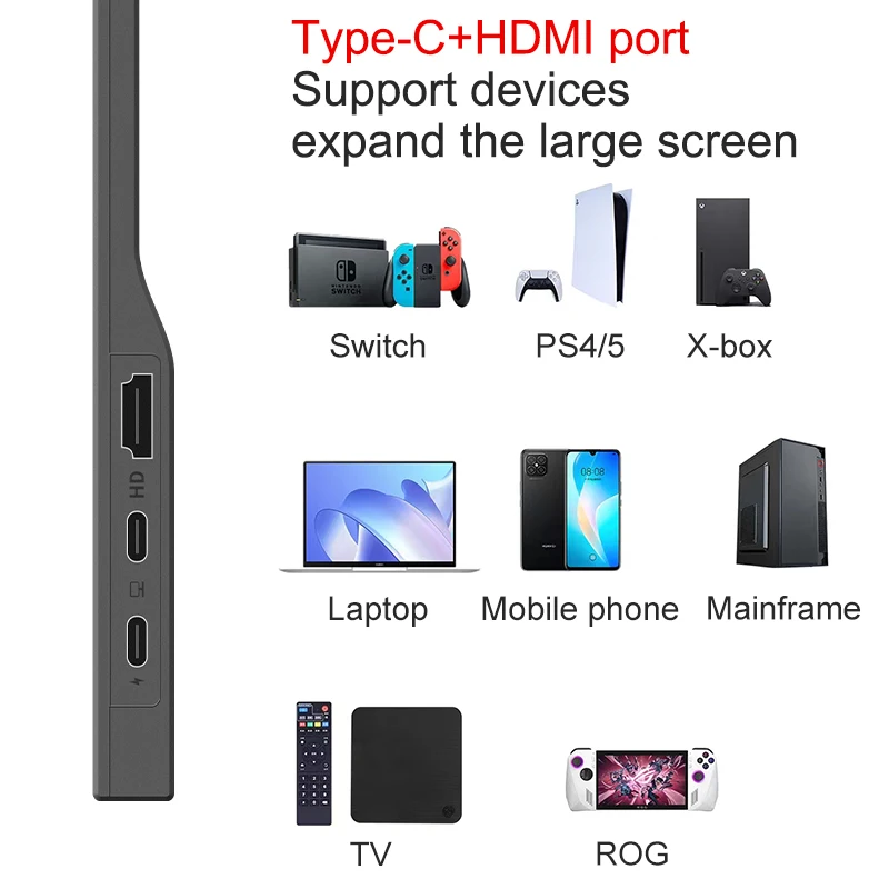 LANLIPU 16인치 휴대용 모니터 1920*1200 디스플레이 PC 노트북 휴대폰 PS4/5 스위치 맥용 외부 보조 컴퓨터 화면 게임용