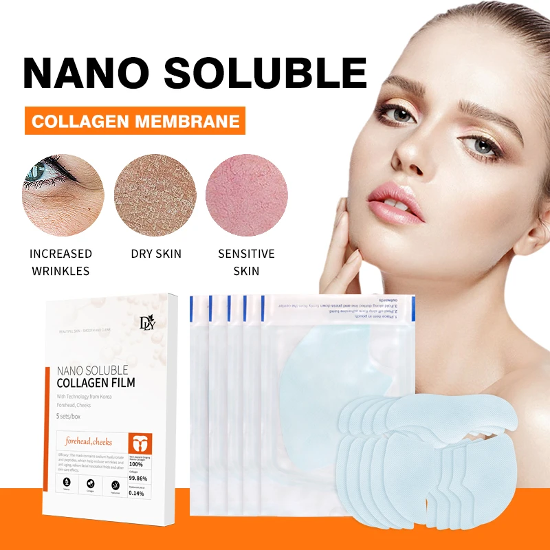 5/10Sets Hydrolyzed Collagen Protein Film Gel Facial Mask Paper Anti Wrinkle Moisturizing Soluble Face Filler Firming Skin Care collagen film paper soluble facial mask cloth anti aging care face full soluble collagen fiming lifting water f n7r5