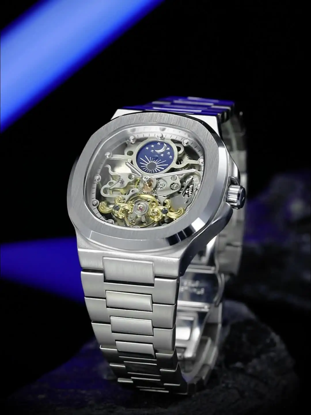 Мужские наручные часы SKROX сапфировые из нержавеющей стали