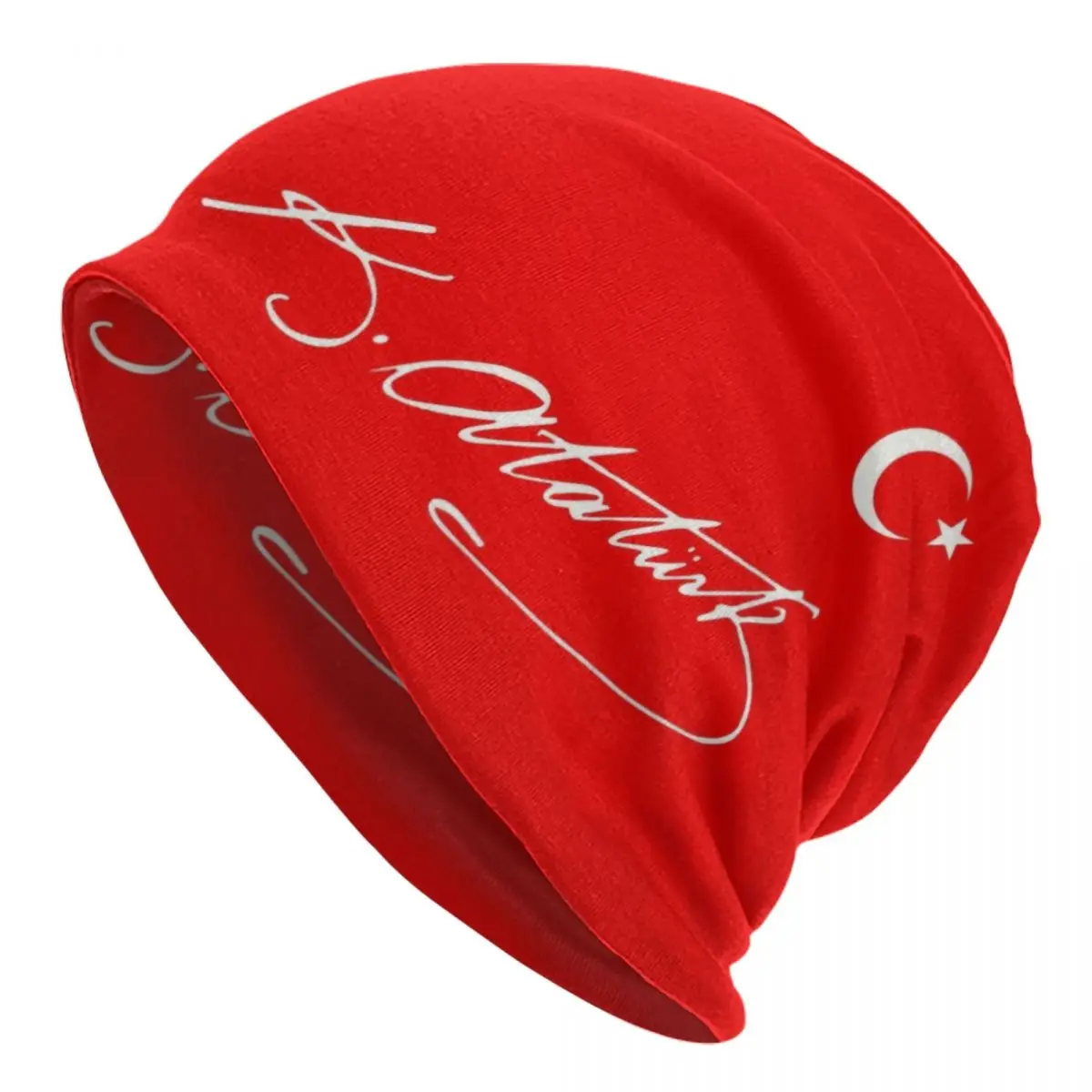 

Ataturk Signature With Turkey Flag Skullies Beanies Caps Unisex Winter Knitted Hat Turkish Leader Bonnet Hats Outdoor Ski Cap