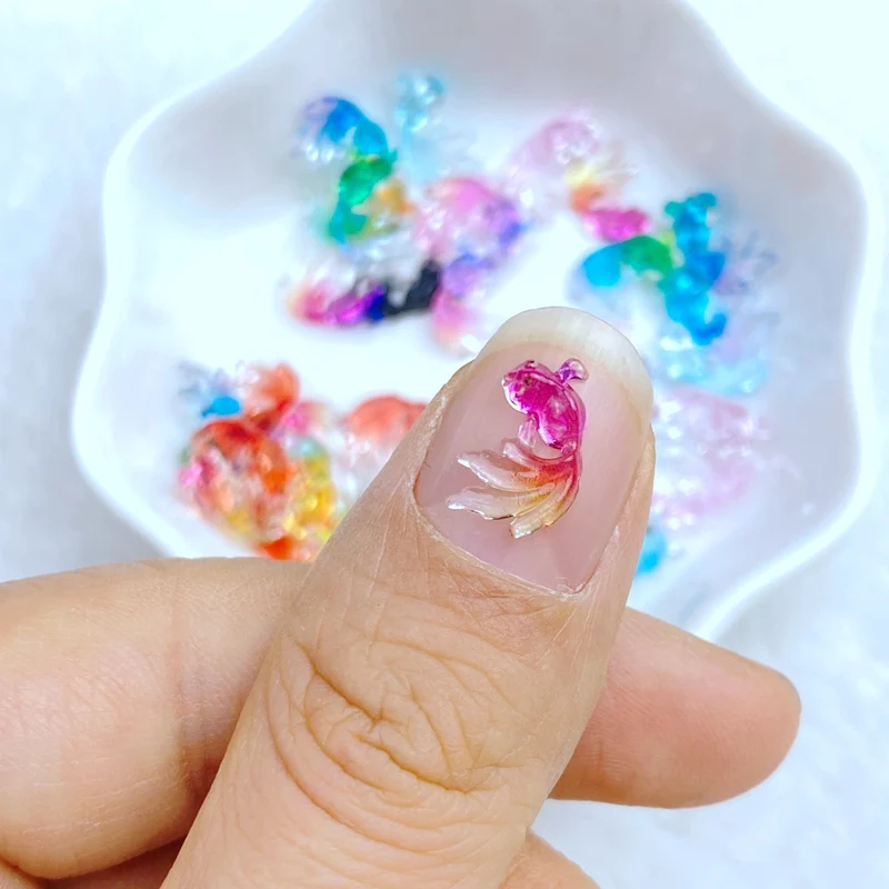 50pcs New Cute Mini Little goldfish, dolphins Nail Rhinestones Gems Glitter Nail Art Jewelry Manicure Nail Decoration Accessorie