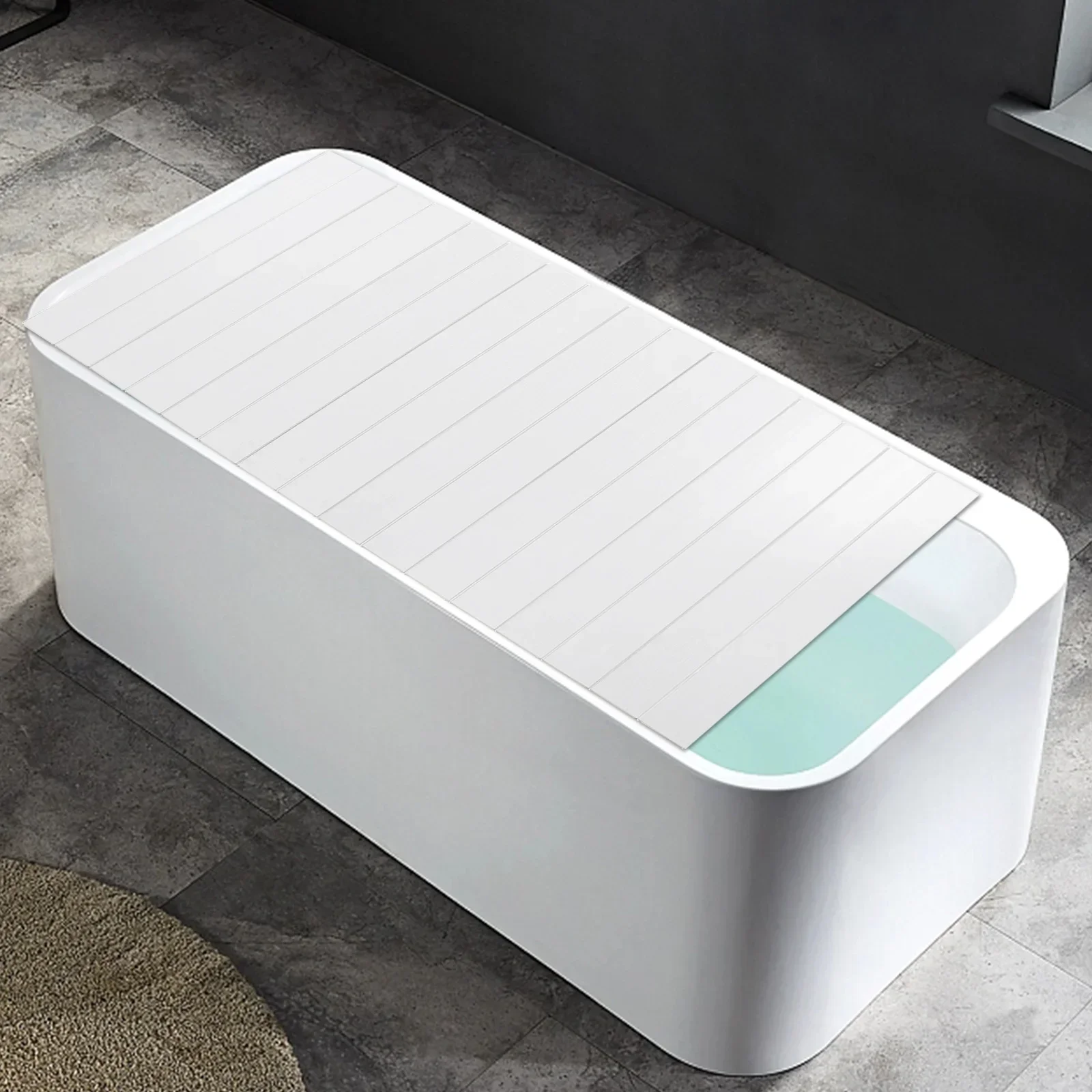 Faltbare Badewannenabdeckung, Badezimmerregal, wasserdicht, staubdicht, langlebige Isolierplatte für Zuhause, Badezimmer, Spa-Erlebnis – Detail 1