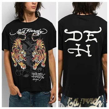 T-shirt in cotone con grafica di tendenza streetwear da uomo e donna, con stampa tatuaggio Tigri, stile streetwear estivo