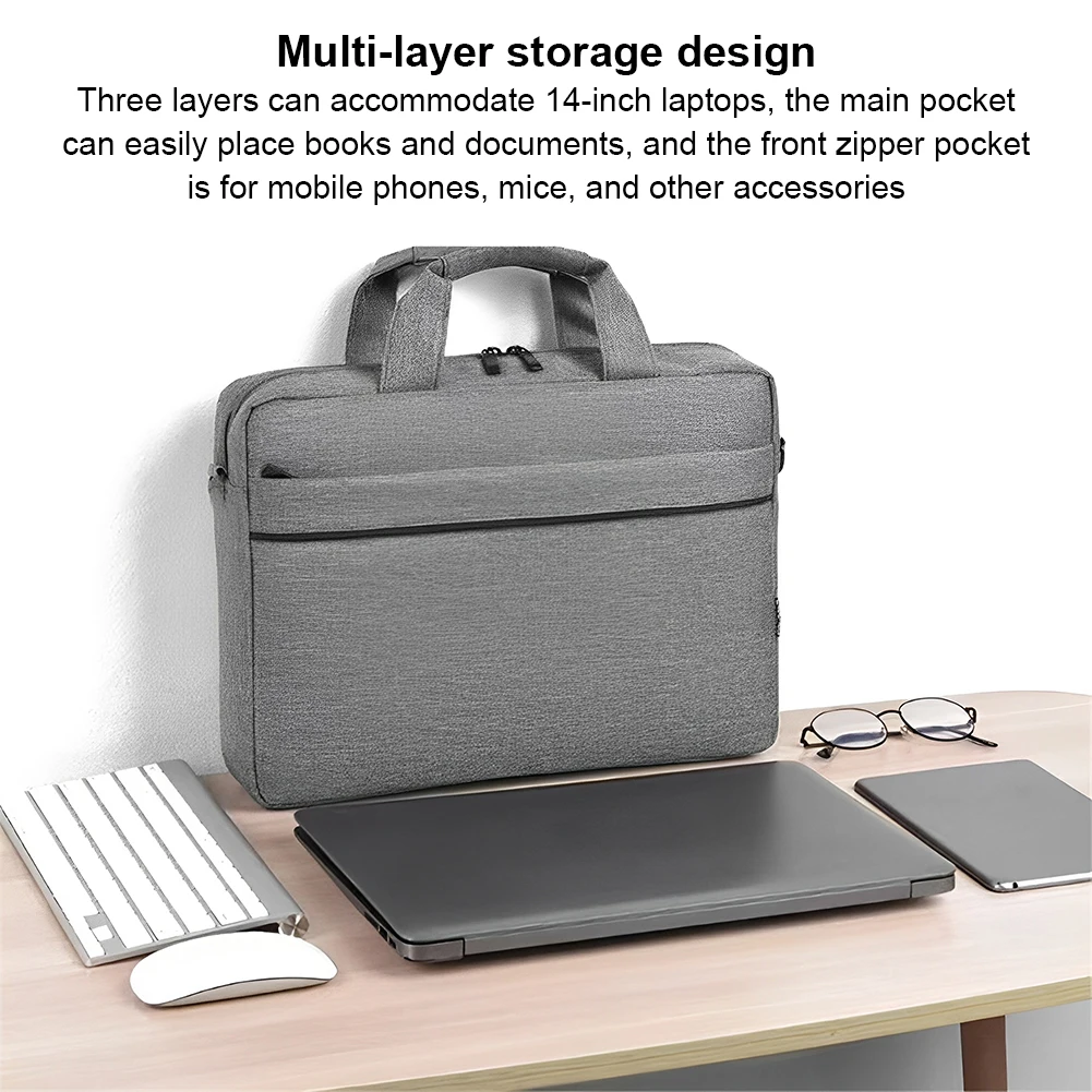 Laptop Carrying Case Shockproof Nylon Laptop Handbag Waterproof Computer Cover Bag 3 Compartments Laptop Protective Bag