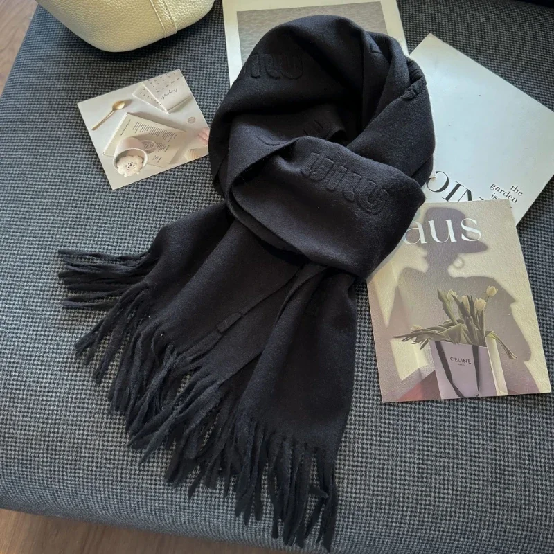 Wool Scarf Women Autumn Winter Solid Color Simple Classic Cashmere Muffler Female New Type Versatile Warm Shawl cashmere scarf