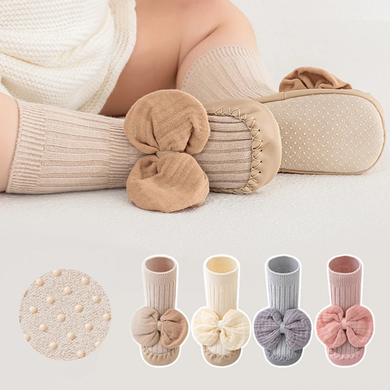 Baby Girl Socks Slippers Newborn Floor Socks Shoes For Girls Anti Slip Bow Sweet Toddlers Indoor Socks Shoes For Girls