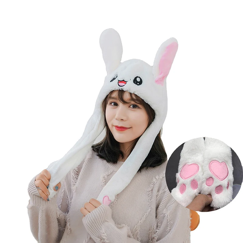 

Cartoon Bunny Hats Moving Bunny Ears Hat Plush Earflaps Cap Cosplay Costume Toy Hat Bunny Earmuffs Beanie Casual Animal Caps