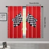 2pcs, Curtains Roller Blinds Race Flag Checkered Versatile Polyester (without rod) Decorations For Home Ldeal for Living Room, 3