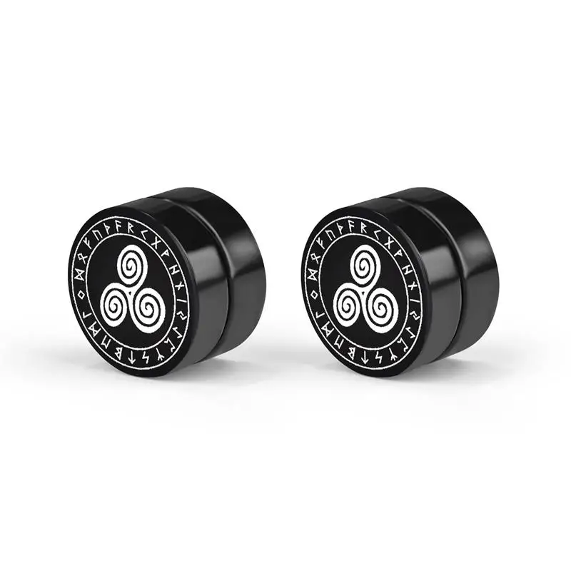 Black Punk Magnet Clip/Stud Earrings For Women Men Boy New Fashion Geometry Stainless Steel Jewelry Accessories Earrings 3