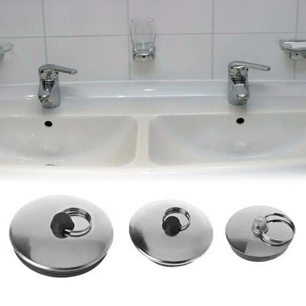 1Pcs Stainless Steel Bath Plug Rubber Drain Stopper Water Kitchen Bathroom Accessory Bath Tub Caps Plug silicone drain stopper drain stopper basin drain stopper hair catcher stopper drain pipe plug bathroom sink plug washbasin drain plug
