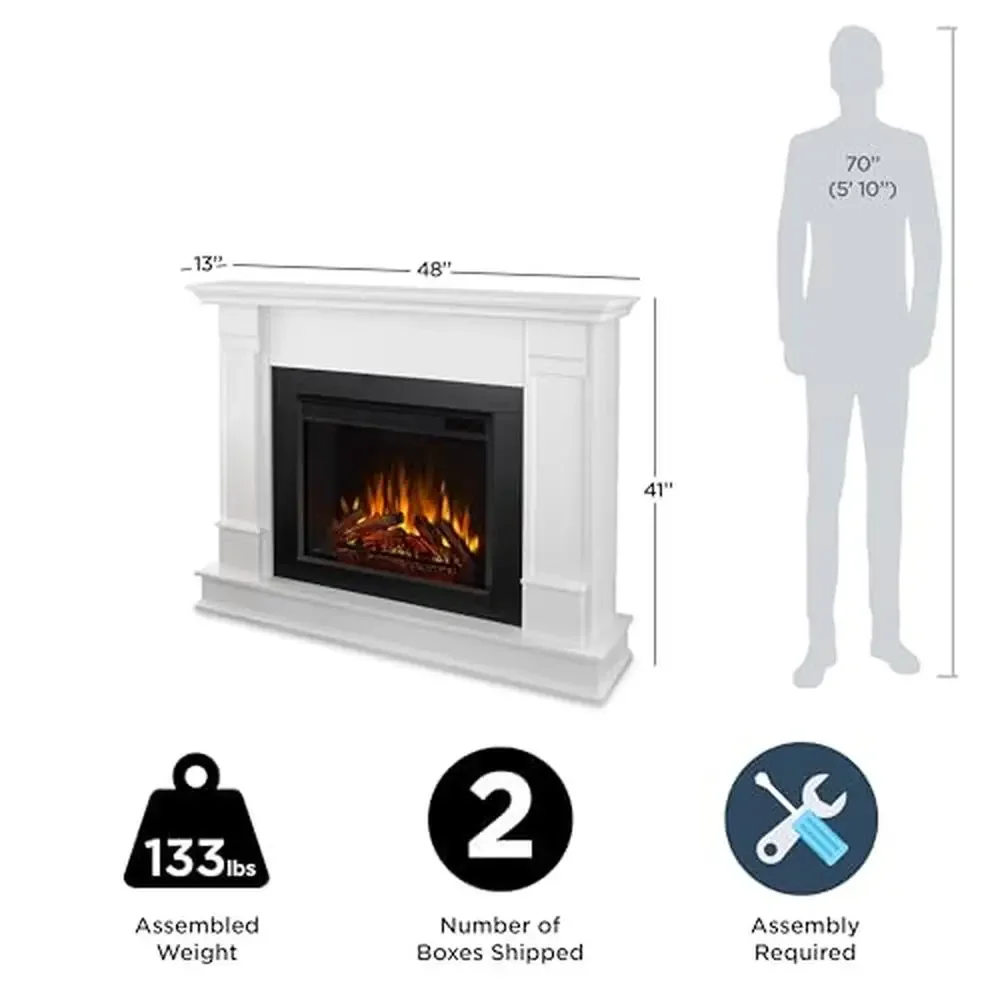 48" Silverton Electric Fireplace Mantel Insert Heater Remote Control 6ft Cord Realistic Flames Adjustable Thermostat Timer Home 5