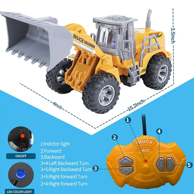 Rc Car Toys Truck 1:30 Wheel Shovel Loader 6CH 4WD Metal Remote Control Bulldozer Construction Vehicles For Boys Hobby Toy Gifts 2