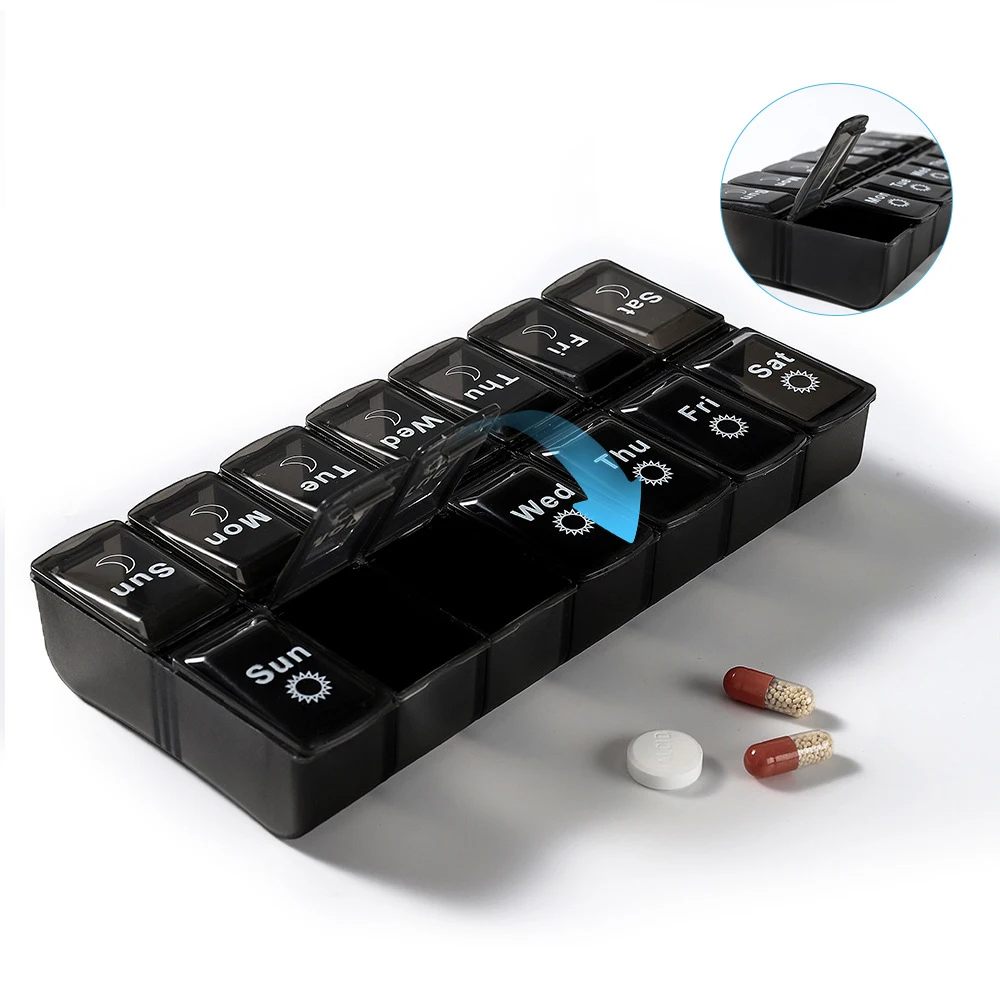 Compact 14-Slot Weekly Travel Pill Organizer