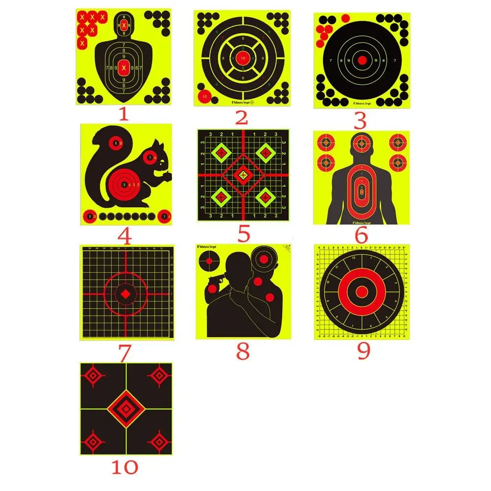 5 sztuk samoprzylepna tarcza do strzelania do reaktywności celuje w naklejki cel treningowy papiery o wymiarach akcesoria treningowe 8x8 cali