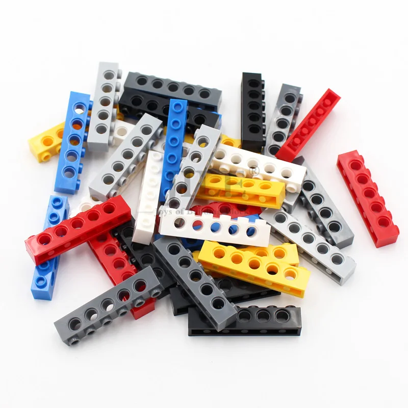 10pcs MOC 하이테크 부품 3894 브릭 1x6 5개 구멍이 있는 기술 빌딩 블록 모든 브랜드에 적합한 작은 입자 장난감