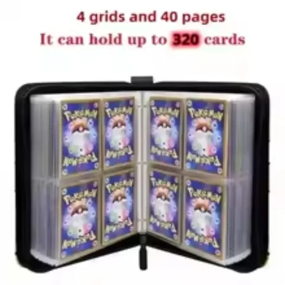 Card Album 400-Card Premium PU Leather Binder 50 Removable 4-Pocket Pages Water-Resistant Zippered Album For Professional Protection