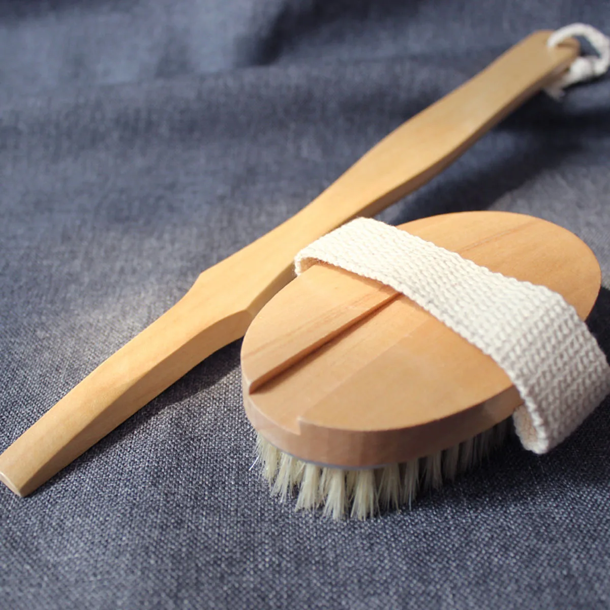 1pc-Wooden Detachable Long Handle Shower Body Brush Bathing Massage Back Body Exfoliating Brush Bathroom Wash Brush Bath Tools