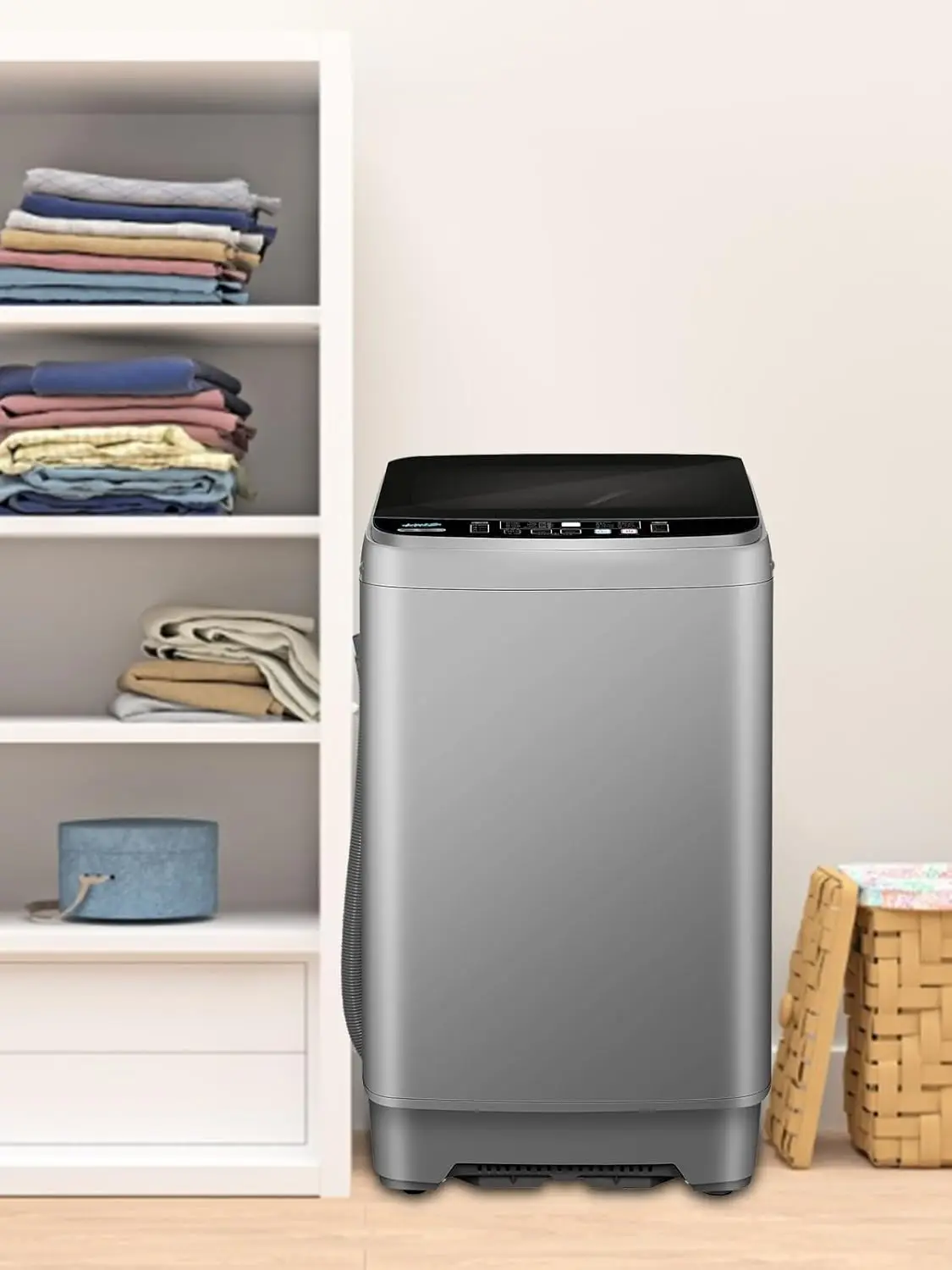 Full Automatic Washing Machine 25lbs Compact Portable Washing Machine with LED Display Drain Dump 10 Wash Programs