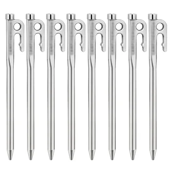 CAMPINGMOON Tent Stakes Pegs Heavy Duty Steel Tent Stakes Pegs w Hook Hole Design for Outdoor Backpacking Camping Tent Canopy