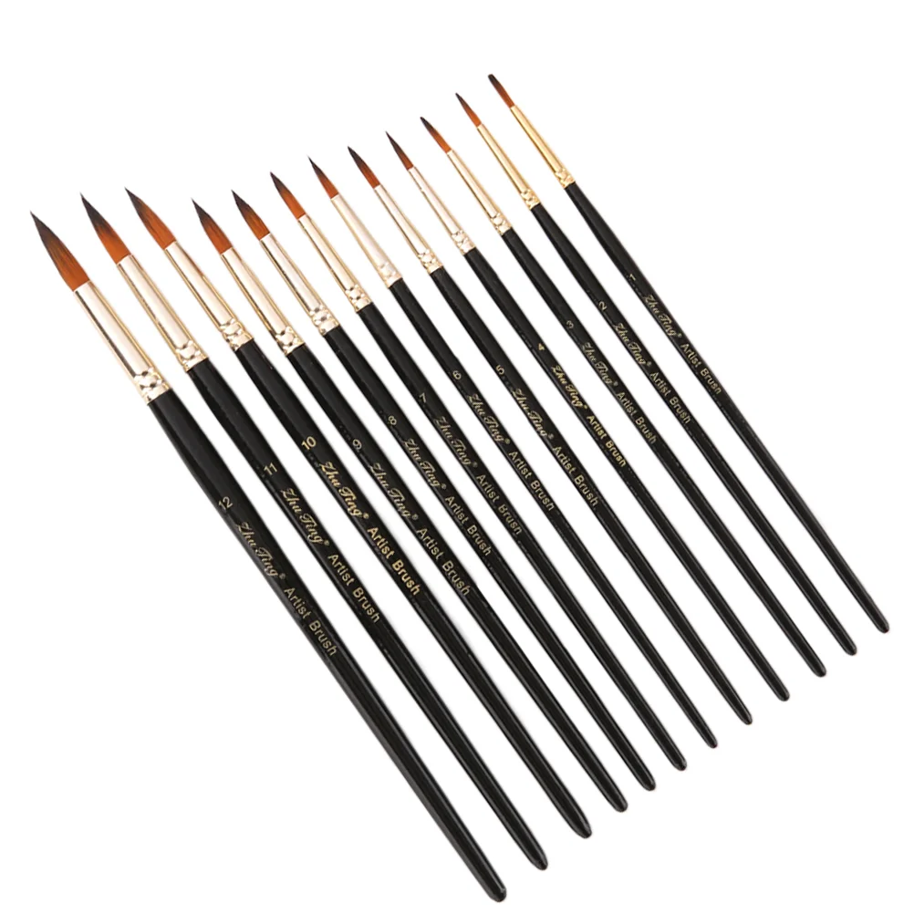 12 Pcs Supplies Professional Drawing Watercolor Brush Nylon Painting Brushes Bulk