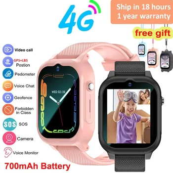 2024 어린이용 4G 스마트워치, GPS + LBS 영상 통화, SOS 어린이 스마트워치 카메라 모니터, 위치 추적기, 휴대폰 시계