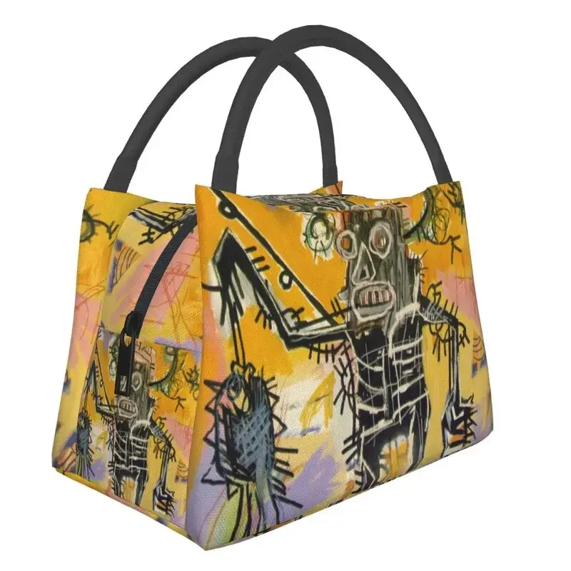 

Fishing By Jean Michel Basquiats Portable Lunch Box for Women Multifunction Graffiti Art Cooler Thermal Food Insulated Lunch Bag