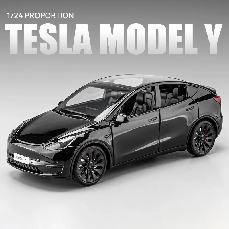 1:24 Tesla Model Y Model 3 Charging Pile Alloy Die Cast Toy Car Model Sound and Light Children's Toy Collectibles Birthday gift 3
