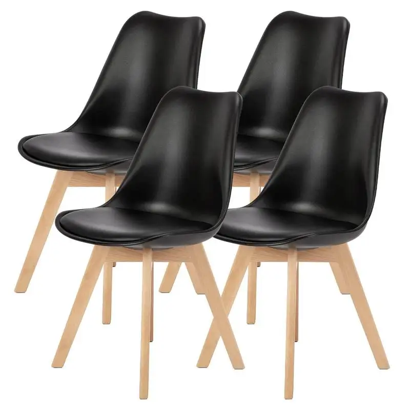 

!PU Leather Upholstered Dining Chairs with Wood Legs, Set of 4 for Kitchen