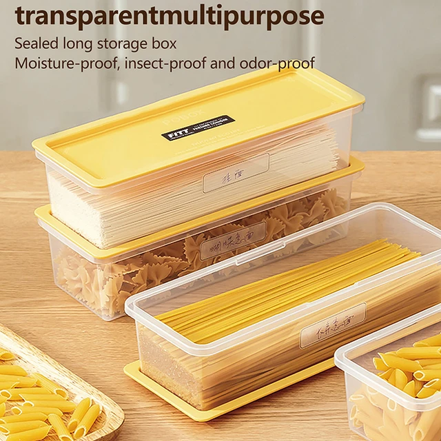 ZENFUN Set of 6 Pasta Storage Containers with Lid, Airtight Spaghetti  Noodle Holder Rectangular Chopstick Storage Box Sealed Noodle Canisters for